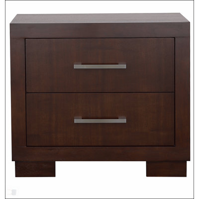 Cappuccino 2-Drawer Nightstand With Slim Bar Pulls, Perfect For Modern And Cozy Bedrooms