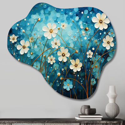 «Turquoise Tranquillity», impression d'art mural en métal asymétrique moderne