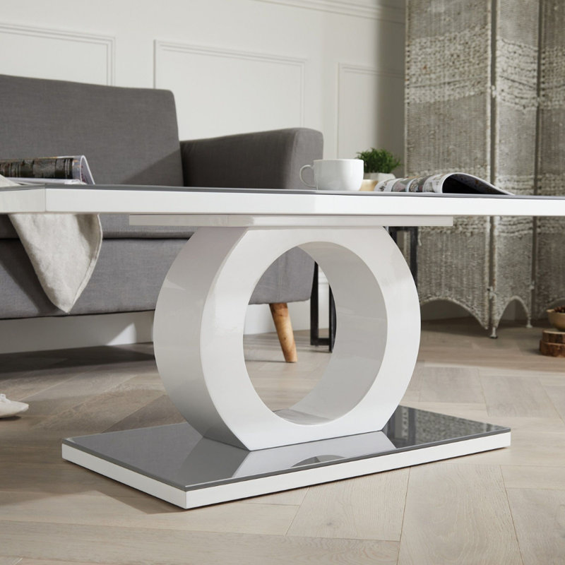 Scottsmoor Unique Halo High Gloss Coffee Table - Modern Design Living Room Table, Grey