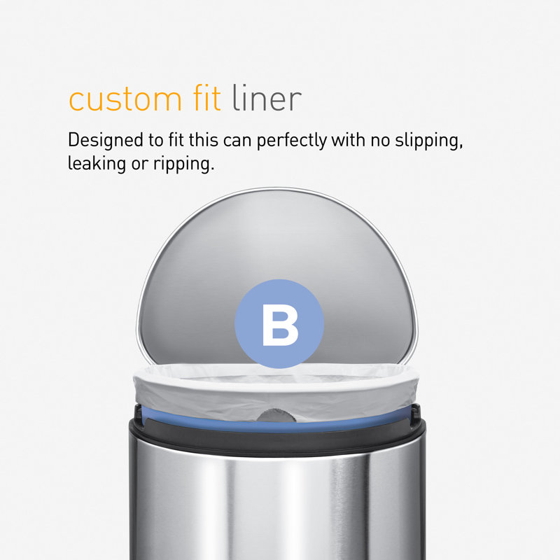 simplehuman Code B Custom Fit Trash Can Liner, 3 Refill Packs (90 Count), 6 Liter / 1.6 Gallon