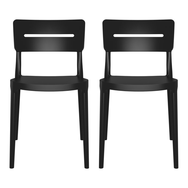 Chaise de salle à manger d'extérieur empilable (ensemble de 2), Noir
