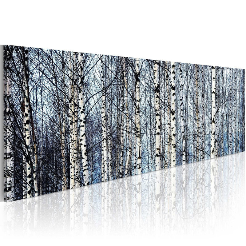 Oconto, bouleaux blancs sur toile, H 16 po x l 47 po x P 0,7 po