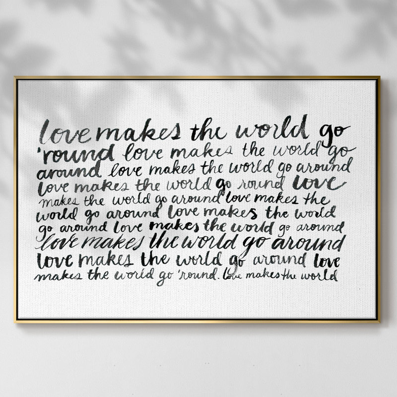 Écriture avec amour II, reproduction d'art sur toile, H 25 po x l 37 po x P 2 po, Or