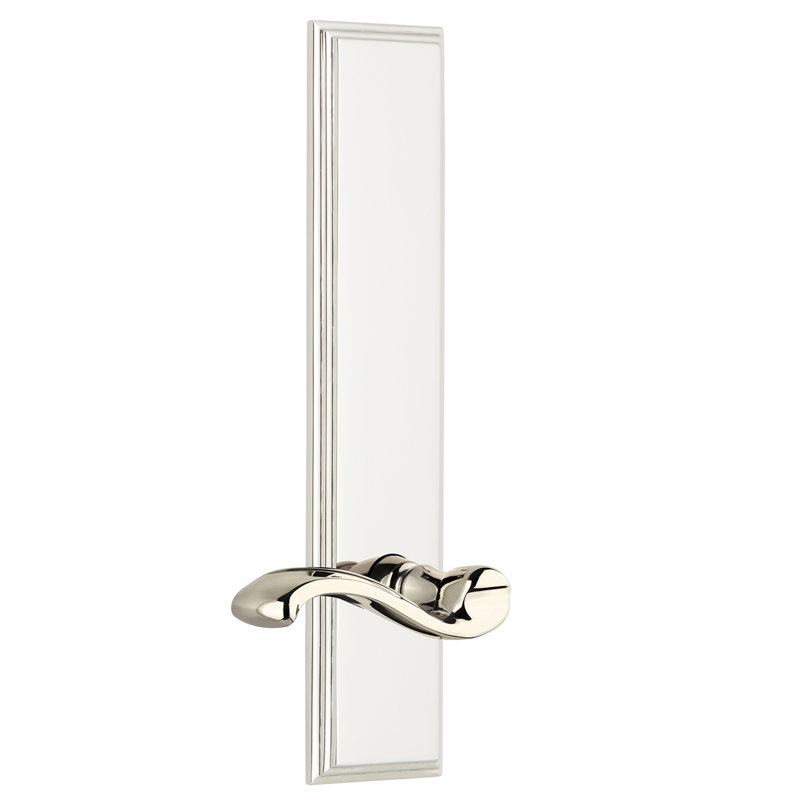 Grandeur Carré Tall Plate with Portofino Lever, Polished Nickel, 2 3/4", Right Handed
