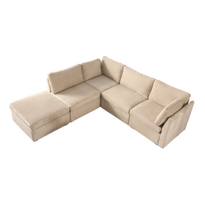 Ensemble de canapé modulaire 5 pièces avec chaises pivotantes Corduroy