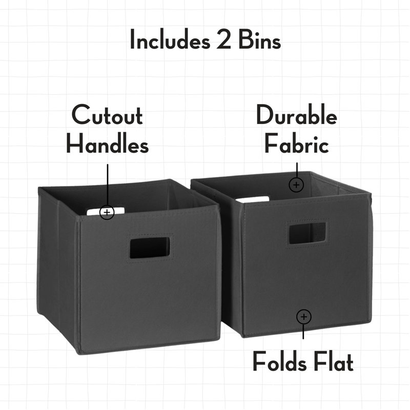 Organisateurs de cubes de rangement pliables avec poignées pour l'organisation de la salle de jeux RiverRidge Kids - gris anthracite