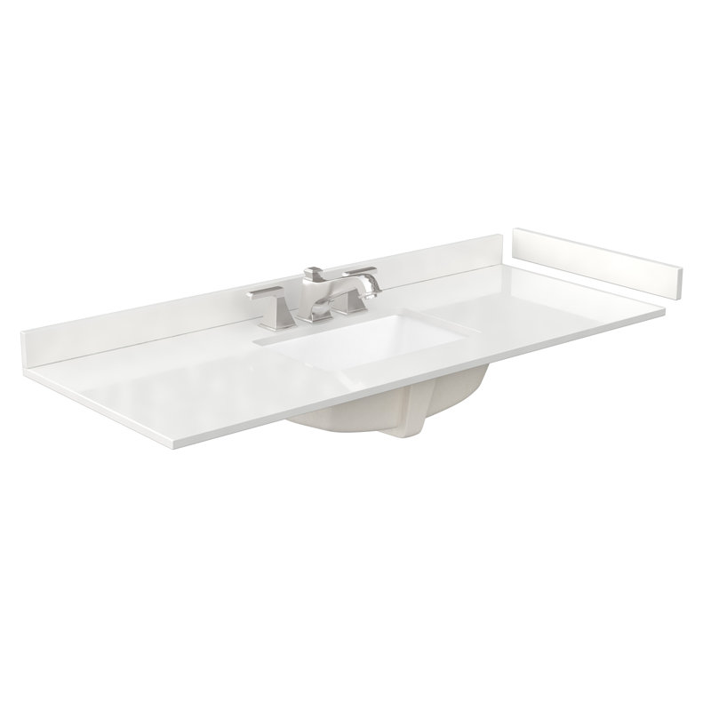 Beckett 54" Freestanding Single Bathroom Vanity with Quartz Top, Dark Walnut, Matte Black, White Quartz