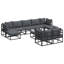  Garden Sofa Set With Cushion 10 Pcs Black Aluminium