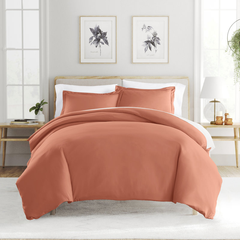 Super Soft Double Brushed Duvet Cover Set, Full/Queen Duvet Cover + 2 Standard Shams, Clay