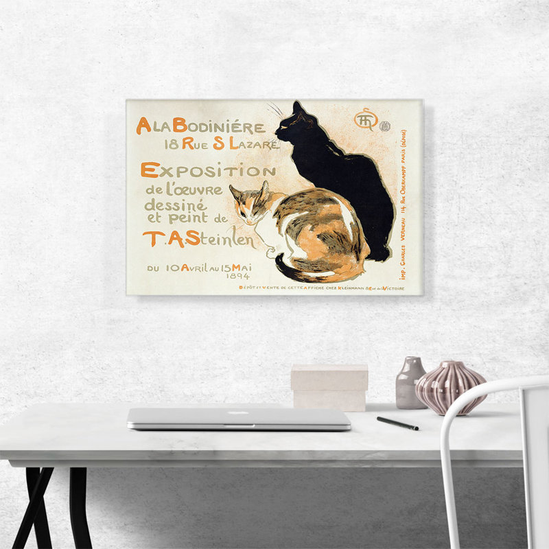 «A La Bodiniere» par Theophile Steinlen, reproduction d'art sur toile tendue, H 18 po x l 26 po x P 0,75 po