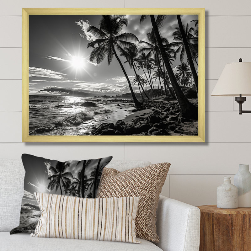 Hawaï noir et ombres blanches d'Aloha II - décoration murale Hawaï, H 34 po x l 44 po x P 1,5 po