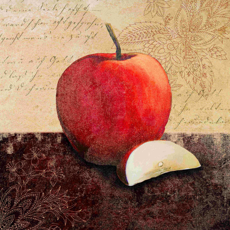 Pomme abstraite - peinture sur toile tendue, H 12 po x l 12 po