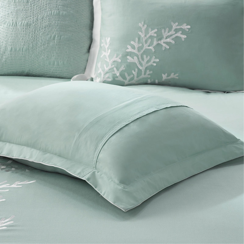 Ensemble d'édredon surdimensionné en jacquard de coton turquoise très grand, Édredon très grand et 3 pièces supplémentaires