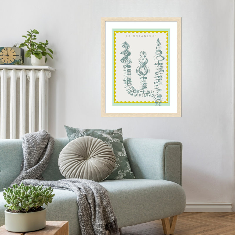 «Botanical Shapes in a Pastel Palette» par Gadd Wood, reproduction d'art encadrée, H 26 po x l 21 po