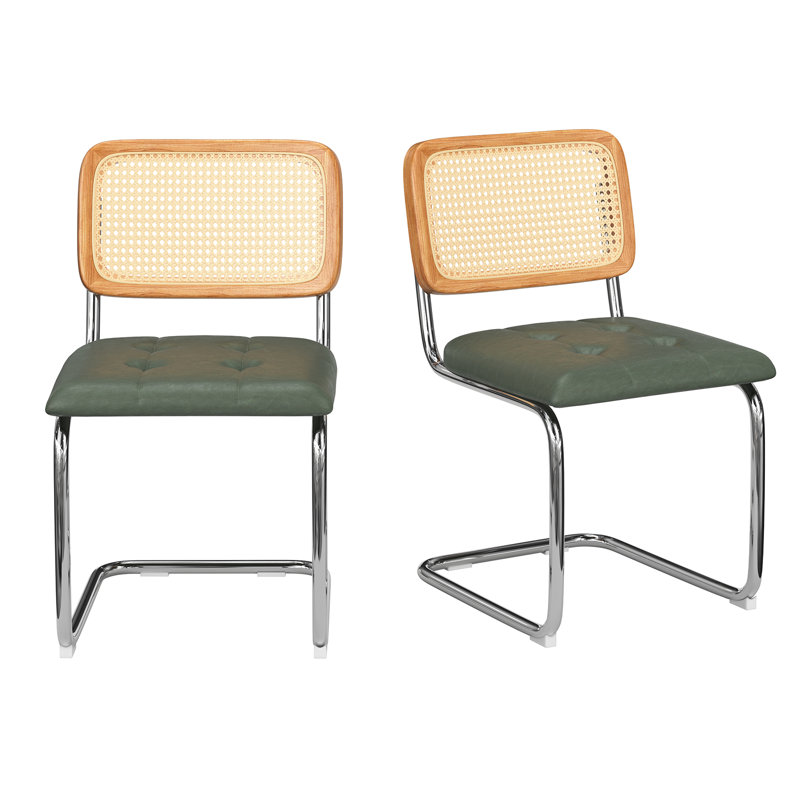 Crumley Upholstered Dining Chair , Dark Green, Silver