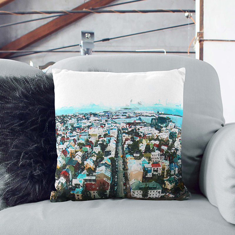 Abstract Square Cushion, 55cm H x 55cm W x 20cm D, White