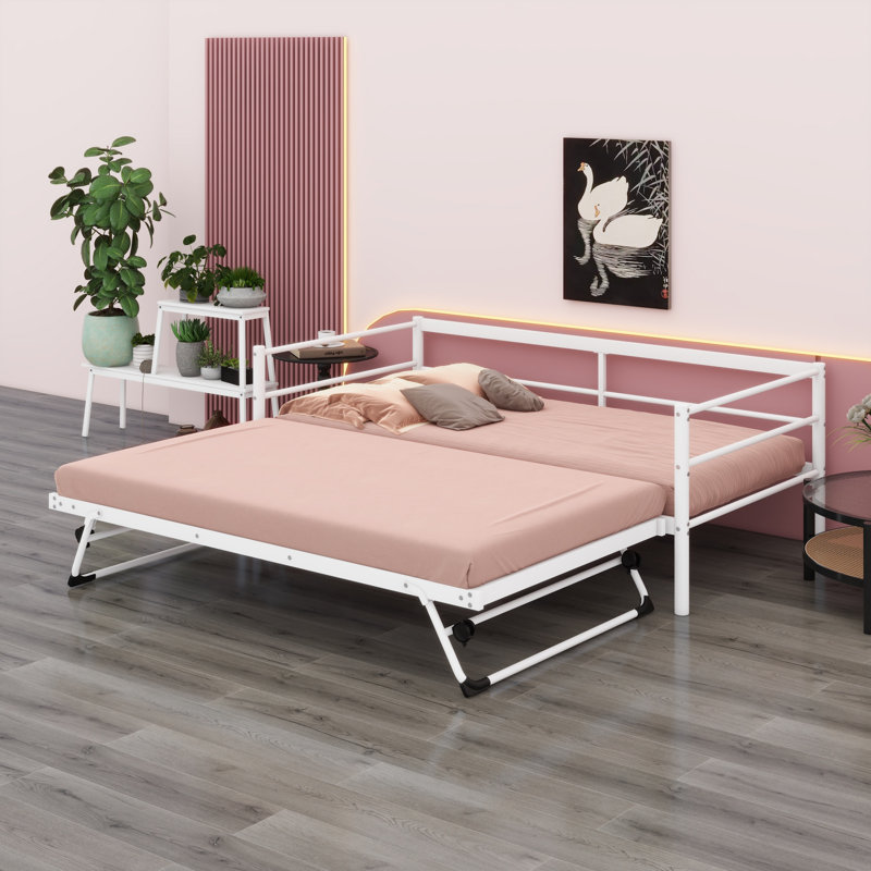 Metal Daybed With LED And Trundle