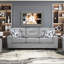 Ensemble de canapé de salon contemporain 3 pièces avec causeuse gris et tissu Bellefonte durable, coussins décoratifs, meubles en bois-1611466584