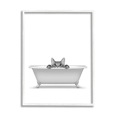 " Cat Peeking Bathroom Tub " by Annalisa Latella