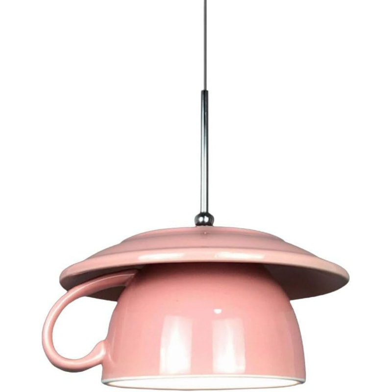 Luminaire suspendu moderne en forme de tasse à café avec abat-jour Nordic Macaron, Pink, Pink