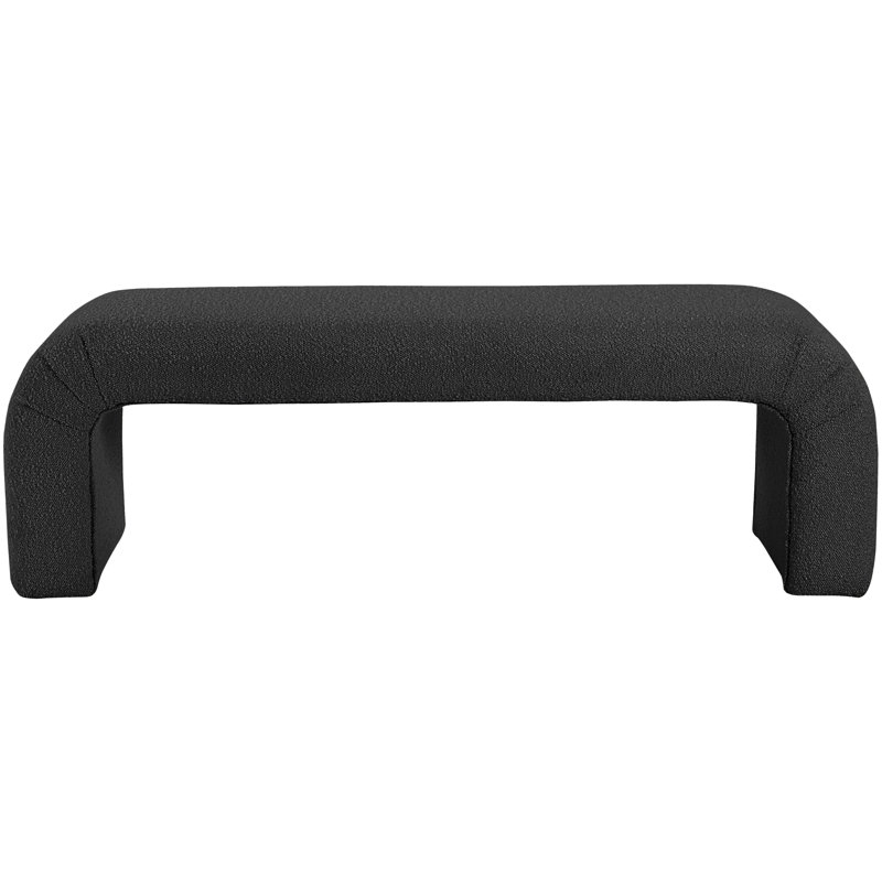 Niagara Upholstered Bench, Black Boucle Fabric, 17.5" H x 52" W x 15.5" D
