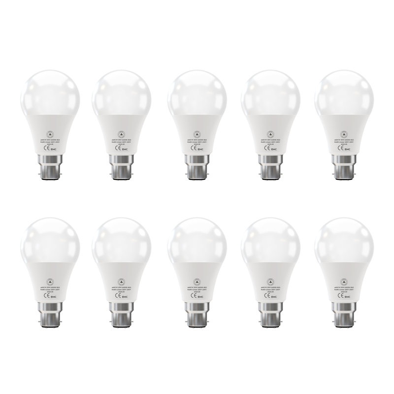 10 Pack Bayonet LED Light Bulb 15W(60w Equivalent), B22 LED Bulbs Cool White 6400K Bright Light, Non-Dimmable A65 BC GLS Energy Saving Bulb Lightbulb, 1500 Lumen