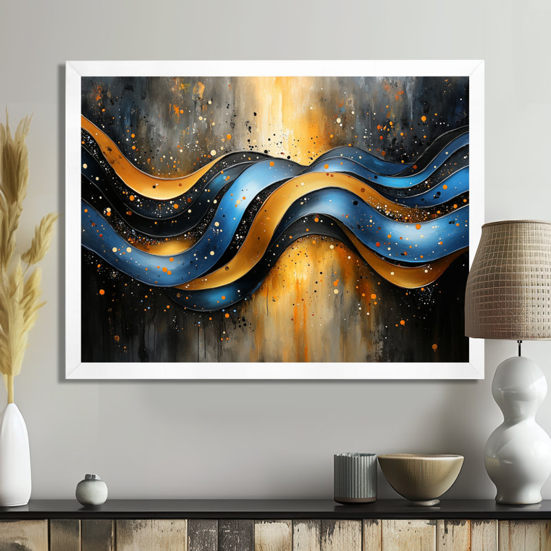 Bradninch Golden Blue Wave - Dérive optique - art mural d'art, Reproduction encadrée d'une seule photo, H 30 po x l 40 po