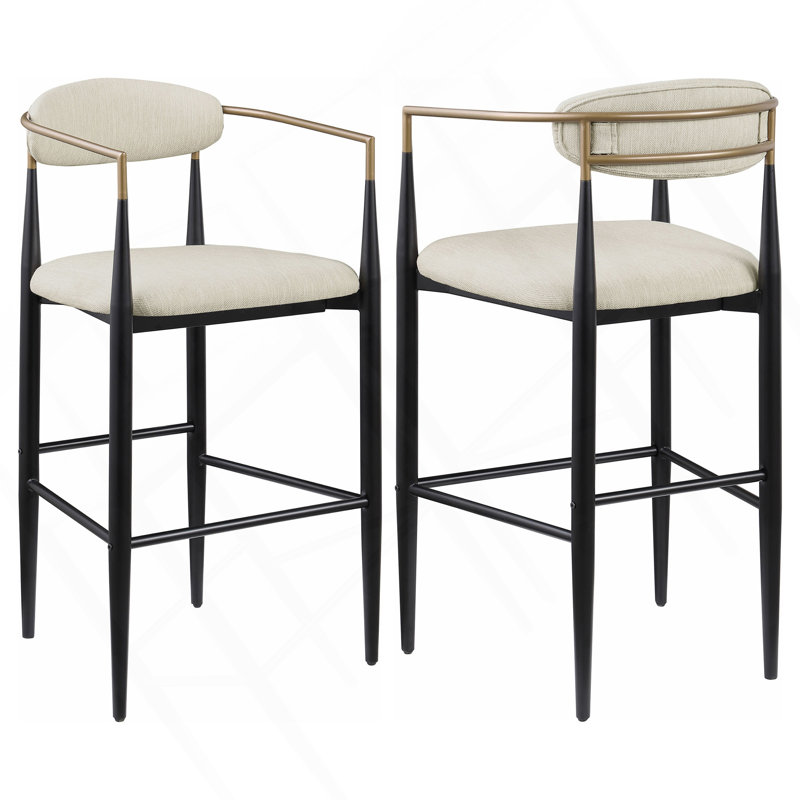 Ensemble de 2 chaises de bar rembourrées en tissu Renfroe