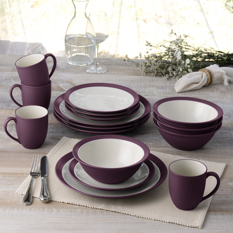 Noritake Colorwave 16-Piece Curve Dinnerware Set, Service for 4, Burgundy