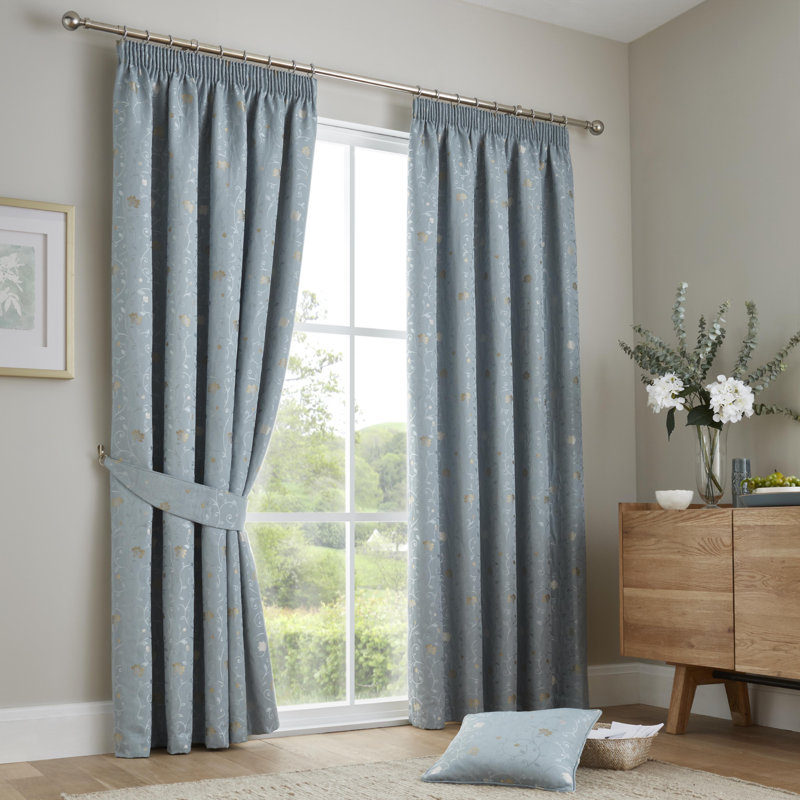 Renata Room Darkening Curtain Pair, Duckegg, Width 168 x Drop 137cm