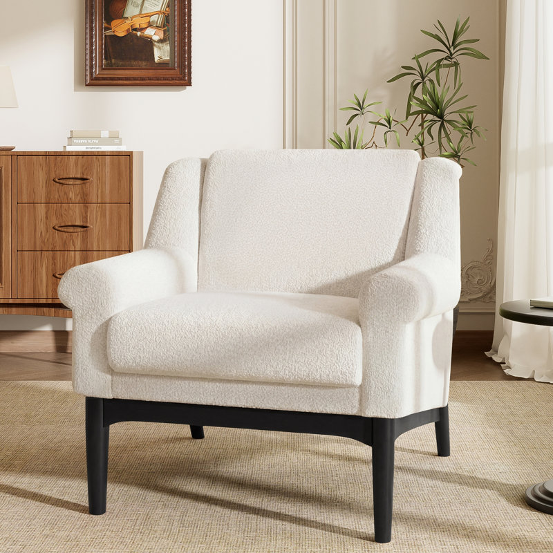 Chaise d'appoint moderne avec accoudoirs évasés, Beige
