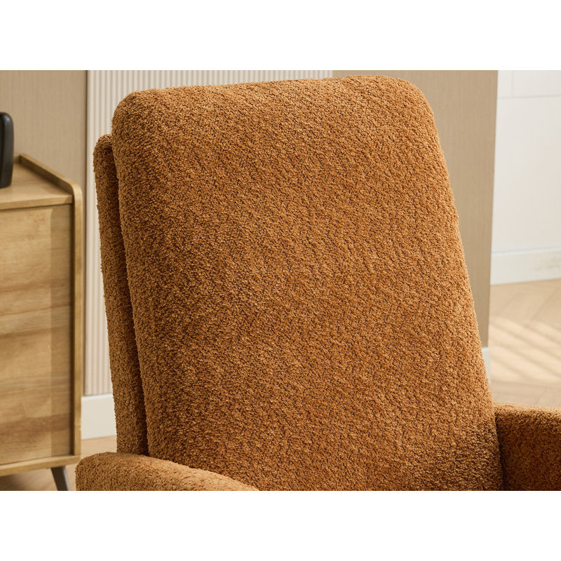 Chaise berçante rembourrée avec repose-pieds rétractable, Caramel