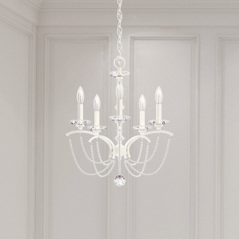 Priscilla 5 - Light Chandelier, White/White Pearl