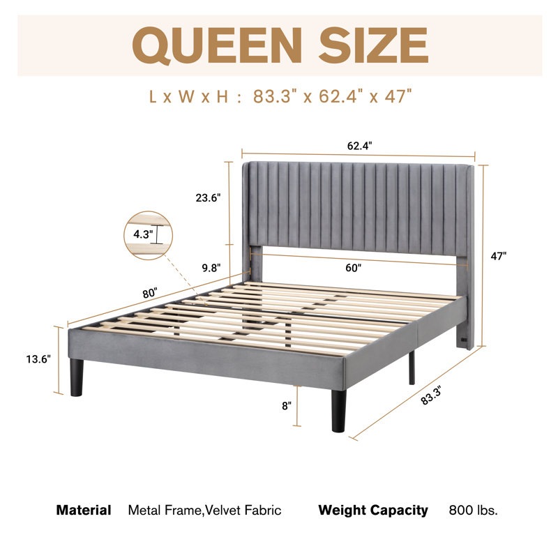 Candler Upholstered Wingback Platform Bed | Stylish Comfort