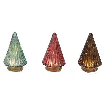 Décoration d'arbre à DEL en verre - ensemble de 3
