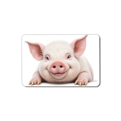 Smiling Piglet With Gold Claws Bath Mat For Bathroom，16 X 24
