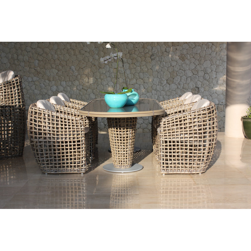 Dynasty Outdoor 7 - Piece Dining Set with Cushions, Canvas Canvas Sunbrella® Canvas, Kubu Mushroom