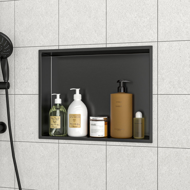 19" X 15" Stainless Steel Shower Niche, Gunmetal Black