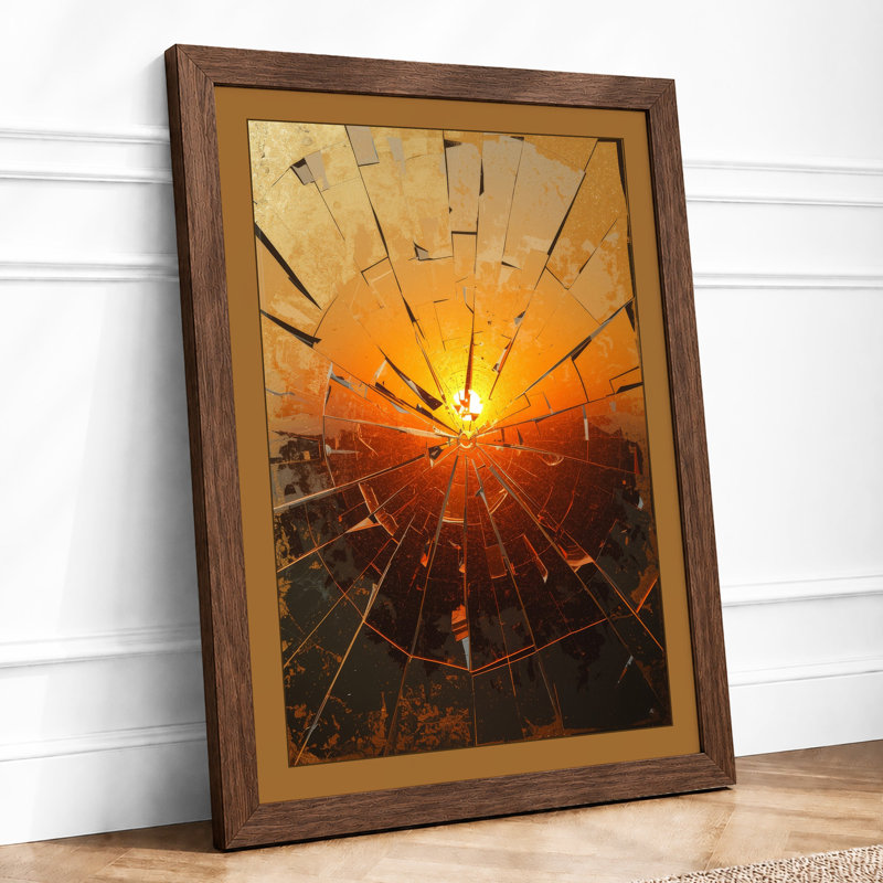 Solar Burst Geometric - Framed Print, A2 - 59.4 x 42.0 cm, Walnut