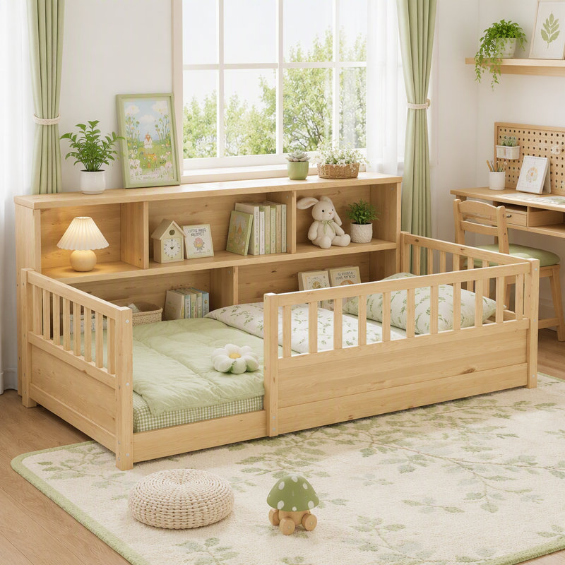 Lit de jour en bois, Naturel, Lit simple