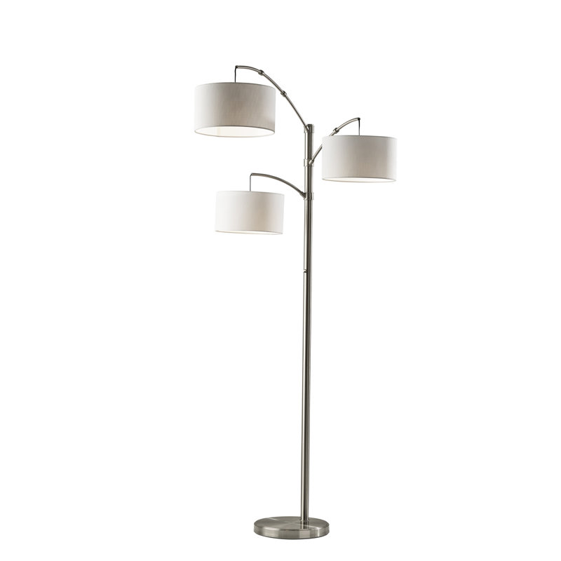 Lampe sur pied à branches 82 "Atelier, Blanc, Acier brossé