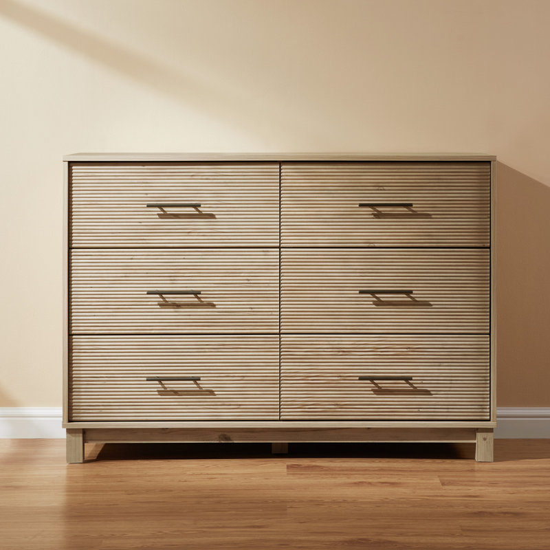 6 - Drawer Dresser & Chest Wide Chest of Drawers Storage Organizer Unit Bedroom Dresser  Commode