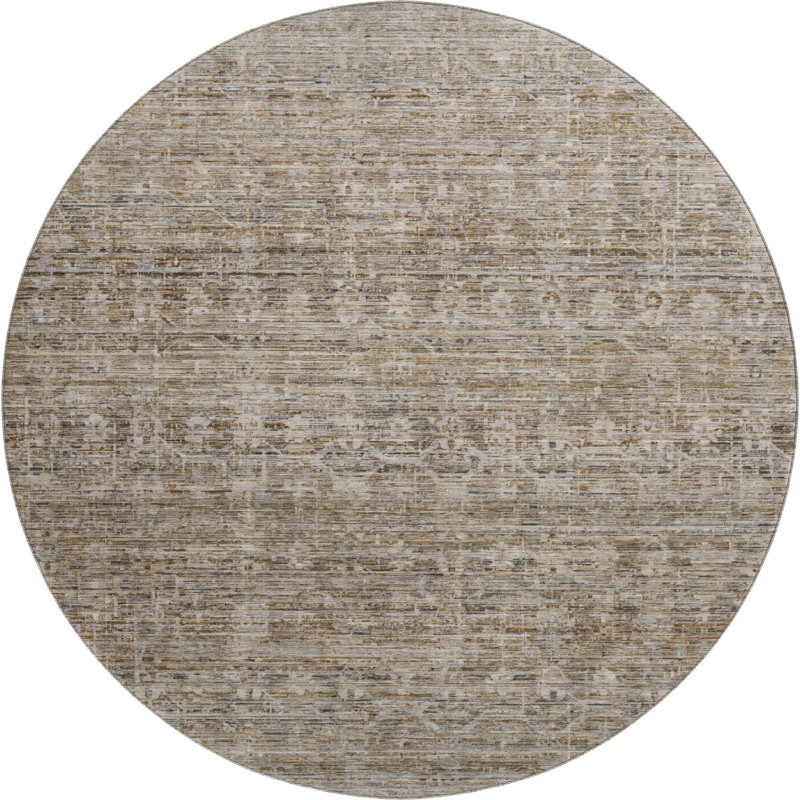 Premium Machine Washable Lubbers AMF1746 Stripe Rug, Round 8'