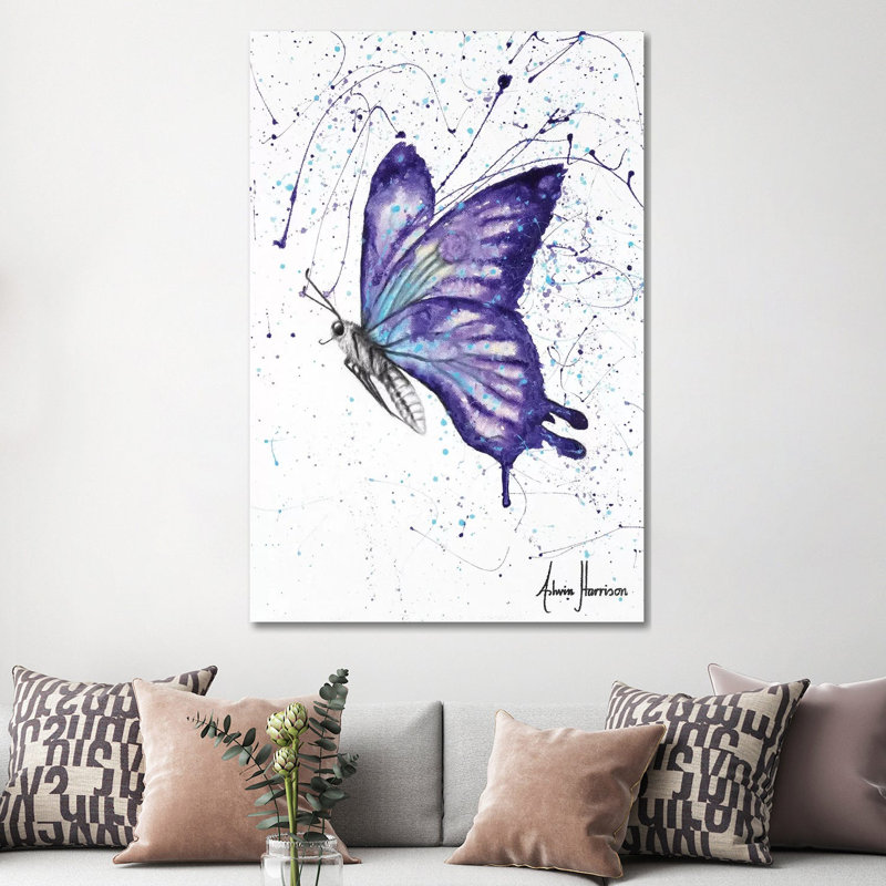 Lavender Butterfly by Ashvin Harrison - Print on Canvas, 66.04 cm H x 45.72 cm W x 3.175 cm D, Wrapped Canvas