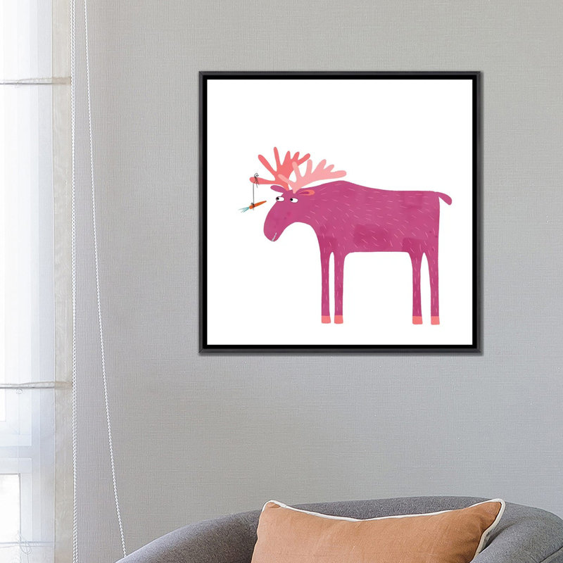 « Daft Moose » par Nic squirrell-impression d’art graphique, Toile avec cadre noir patiné, H 26 po x l 26 po x P 1,5 po