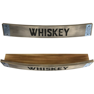 Whiskey Barrel Shelf Wall Mounted Display Rack - Handcrafted Oak Wood Storage For Bourbon And Scotch Bottles - Unique Gift For Whiskey Enthusiasts