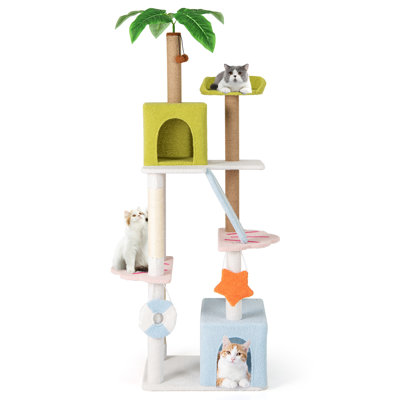71'' Large Cat Tree Multi-level Cat Tower Furniture w/ Scratching Ramp