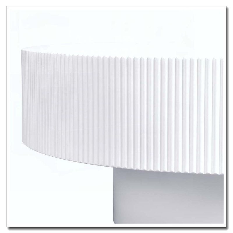 Table basse ronde avec plateau de table épais de 6,8 po et table de bout moderne, H 13,7 po x L 31,5 po x l 31,5 po, Blanc