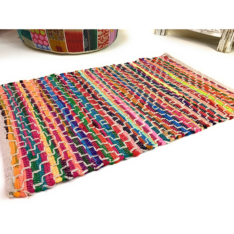 Rossignol Geometric Cotton Hand Woven Area Rug, Rectangle 75 x 135cm