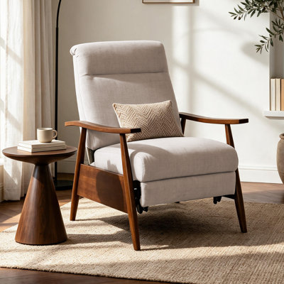  Adjustable Recliner with Manual Push-Back Reclining and Integrated Footrest